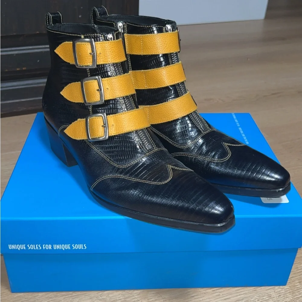 Men’s John Fluevog X Third Man Records The Jack Triple Strap Boots - Picture 1 of 9